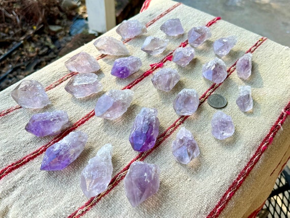 Amethyst Dissolution Quartz Lot, 24 pcs (1 Kilo), High-Grade, Hydrothermally Etched, Lilac Amethyst Crystals, Bahia, Brazil WS122