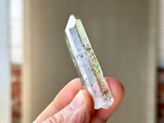 Seraphinite Quartz with Green Clinochlore Disc Inclusions, 18g, Rare Find, Tomas Gonzaga Mine, Minas Gerais, Brazil S662