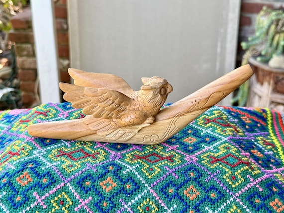 Owl Totem Tepi, Traditional Shamanic Applicator Pipe, Hand Carved from Solid Teak Wood