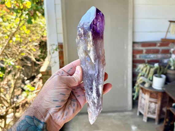 Dragon's Tooth Amethyst with Vibrant Purple Hue, 684g, 9" Natural Root Amethyst Wand, Bahia, Brazil W788