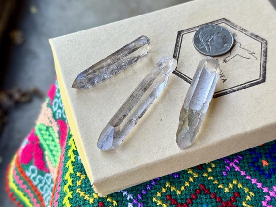 Sirian Starbrary Quartz Lot, 3 pcs, Water Clear Quartz with Extraterrestrial Glyphs, Corinto, Minas Gerais, Brazil T965