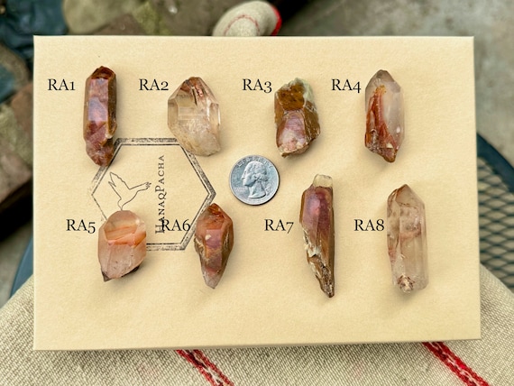 Angel Lemurian Quartz, Choose ONE of 8 Red Amphibole Included Crystals, Crown Chakra, Guardian Angels, Minas Gerais, Brazil R017