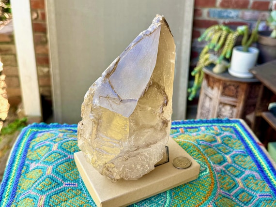 Elestial Citrine with Honeycomb Etchings, Self-Standing & Double Terminated, 2.9 Kilo, Crystal for Manifestation and Creativity, Brazil W757