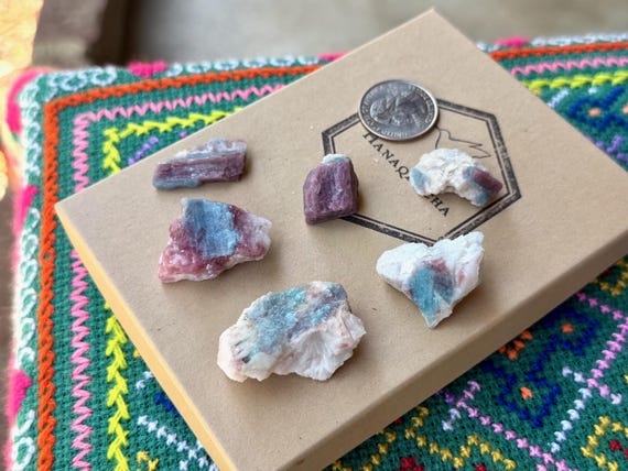 Paraiba Tourmaline Lot, Bicolor Pink and Blue, 6 pcs, New Find, Rio Grande Del Norte, Brazil B302