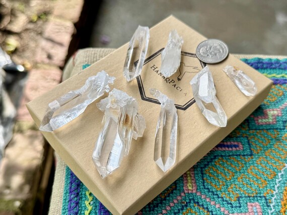 Diamantina Quartz Lot, 7 Pieces, Water Clear Crystals for Energetic Clearing or Crystal Grid, Minas Gerais, Brazil S303