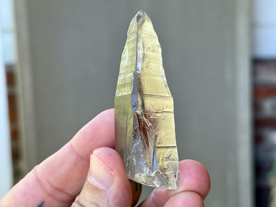 Lightning Strike Lemurian Quartz, Mild Smoky Citrine Inclusion, Water Clear, 44g, Rare Find, Goias, Brazil T457
