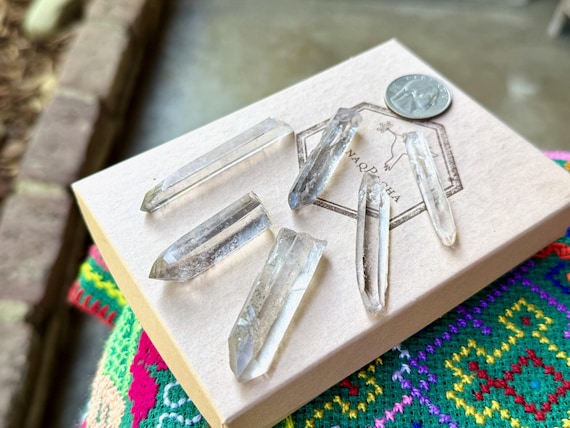 Sirian Starbrary Quartz Lot, 6 pcs, Water Clear Quartz with Extraterrestrial Glyphs, Corinto, Minas Gerais, Brazil T837