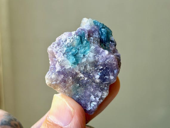 Purple Lepidolite with Blue Tourmaline, Unicorn Stone, 38g, Heart Healing, Calming Energies, Coronel Murta, Minas Gerais, Brazil A859