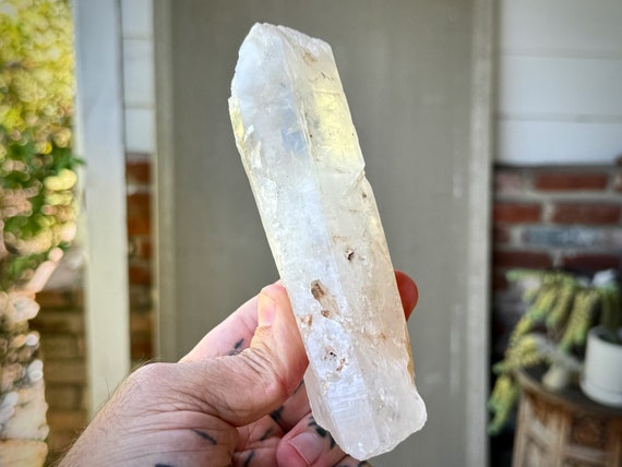 White Angel Tipped Quartz with Rare Halloysite Inclusion and Etched Termination, 370g, Rare Old Find, Boyaca, Colombia W452