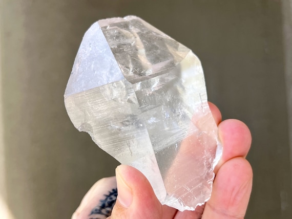 Lemurian Quartz Crystal, Unique Double Terminated Tabular Tabby Lemurian, Minas Gerais, Brazil L516