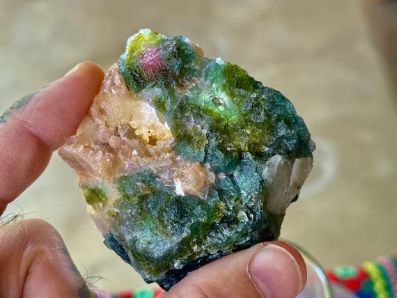 Unicorn Stone Quartz, Blue, Pink & Green Tourmaline, 130g, Coronel Murta, Minas Gerais, Brazil A662