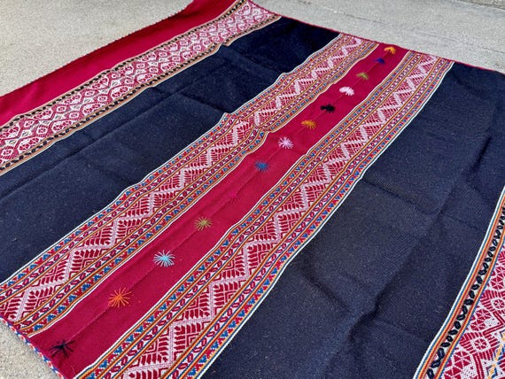 Shamanic Manta Cloth, 37" x 41," Large Size, Handwoven Andean Mesa Cloth for Plant Medicine Ceremony, Chawaytiri, Peru
