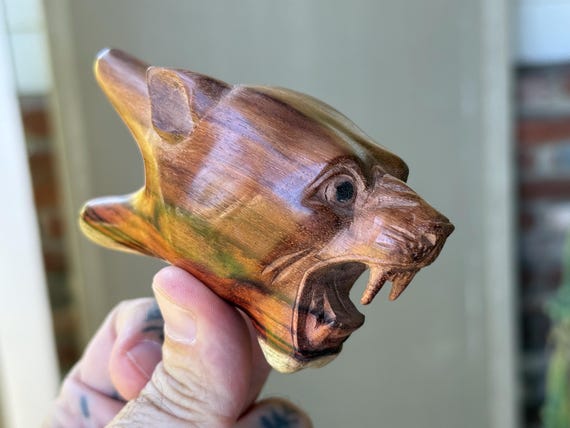 Jaguar Kuripe, Hand Carved Wooden Puma Kuripe, Traditional Shamanic Applicator Pipe