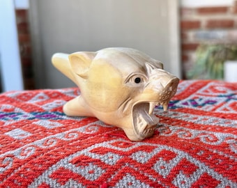 Kuripe Jaguar, Kuripe Puma de madera tallada a mano, bloque único, pipa aplicadora chamánica tradicional