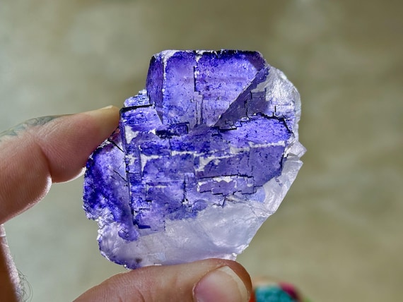 Purple Fluorite, Natural Cubic Formation, 112g, Old Find, "Dream Crystal," Esperanza Mine, Melchor Musquiz, Coahuila, Mexico T659