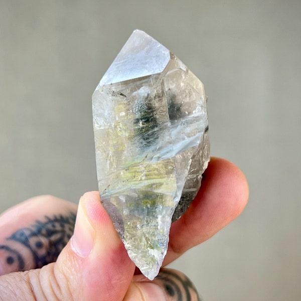 Blue Tara Quartz Crystal, Rare Find, Psychic Intuition, Spiritual Growth, (Riebeckite, Olenite), Bahia, Brazil M058