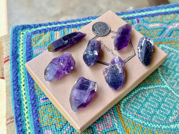 Tutu Amethyst Lot, 7 pcs, New Find, Crown & Third Eye Chakra Crystals, Spiritual Purification, Nigeria T118