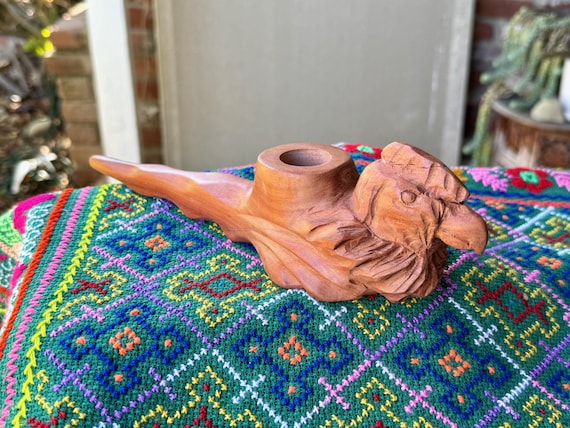 Condor Pipe, Hand Carved Wooden Tobacco Pipe for Shamanic Ceremony, Handmade in Pucallpa, Peru