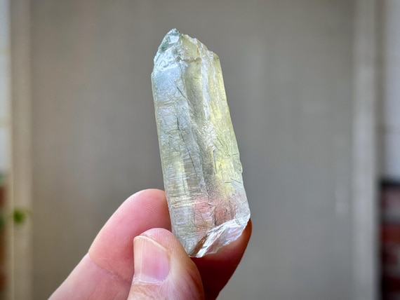 Green Chlorite Quartz with Rare Actinolite Inclusions, 42g, New Find, Heart Chakra Crystal, Northern Pakistan S414