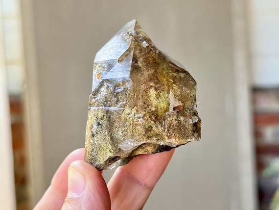 Lodolite Quartz with Yellow Sulfite Inclusions, Cleansing & Purification, 119g, Highest Quality, Corinto, Minas Gerais, Brazil X622