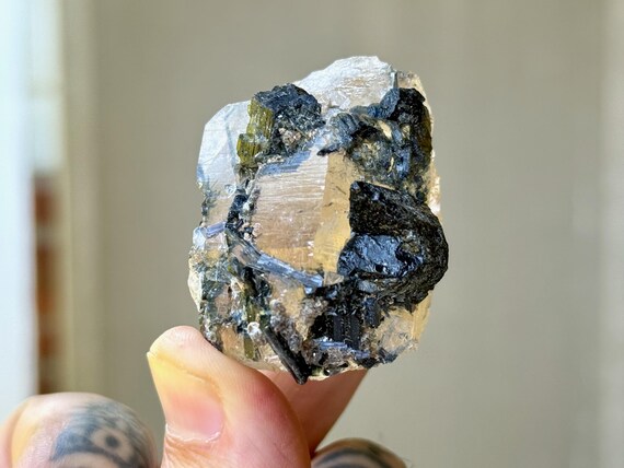 Citrine with Green Tourmaline, All Natural, 62g, New Find, Creativity & Manifestation, Aracuai, Minas Gerais, Brazil T335