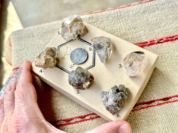 Shaman's Dream Quartz, Choose ONE of Six Crystals with Colorful Lodolite Inclusions, Gouveia, Minas Gerais, Brazil S215
