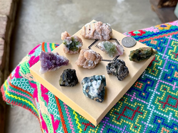 Unicorn Stone Quartz Lot, Green Tourmaline, Lepidolite & Golden Mica, 9 pcs, Coronel Murta, Minas Gerais, Brazil WS232