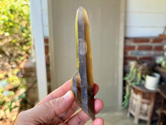 Smoky Cathedral Laser Quartz, Elongated Formation, Mother & Child, 136g, New Find, Grounding and Protection, Nigeria A898