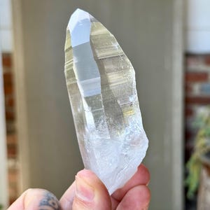 Blauer Nadel Lemurian Quarz, Dow Formation, 239g, Neufund, AAA Wasser klarer Kristall, Bahia, Brasilien S732