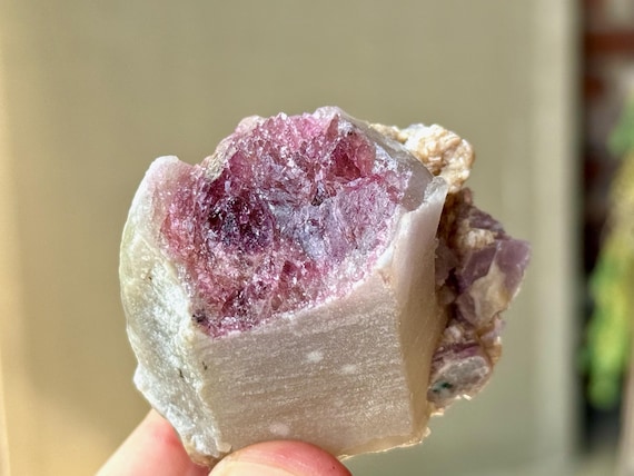 Unicorn Stone Quartz with Pink Tourmaline & Purple Lepidolite, 105g, Heart Chakra Crystal, Coronel Murta, Minas Gerais, Brazil T075