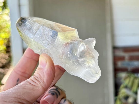Andean Crystal Jaguar, Hand Carved from Native Peruvian Quartz, Handmade by Artist Mario Deza J1