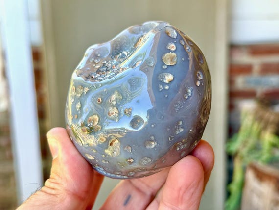 Enhydro Ocean Agate with Ancient Moving Water, 396g, Earth & Water Elements, Stability and Self-Reliance, Brazil V568