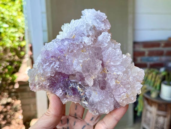 Amethyst Flower Quartz, Crystalline Growth Formation with Celadonite, 1 Kilo, New Find, Rio Grande do Sul, Brazil W889