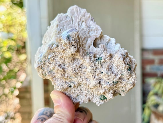 Pink Feldspar with Green Tourmaline & Lepidolite, 443g, Unicorn Stone, Heart Chakra, Minas Gerais, Brazil W536