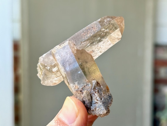 Smoky Lodolite Quartz, Penetrator Twin Formation, 76g, New Find, Diamantina, Minas Gerais, Brazil A419