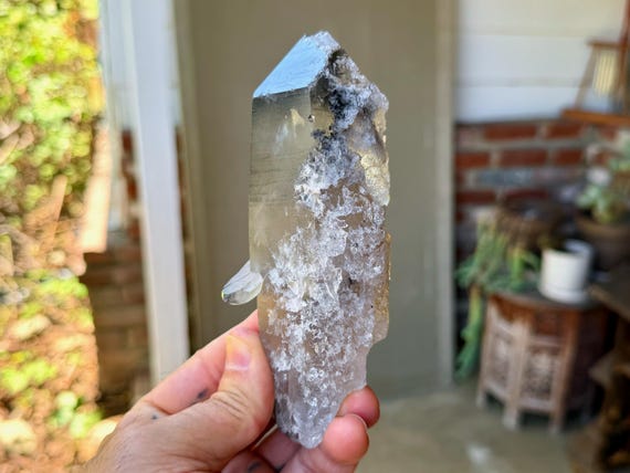 Black Phantom Lemurian Dissolution Quartz, Hydrothermally Etched, 438g, Spiritual Transformation, Bahia, Brazil V627