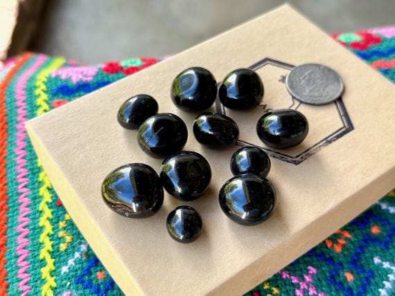 Black Obsidian Tumbles Lot, 11 pcs, Polished Obsidian, Protection and Self-Reflection A292