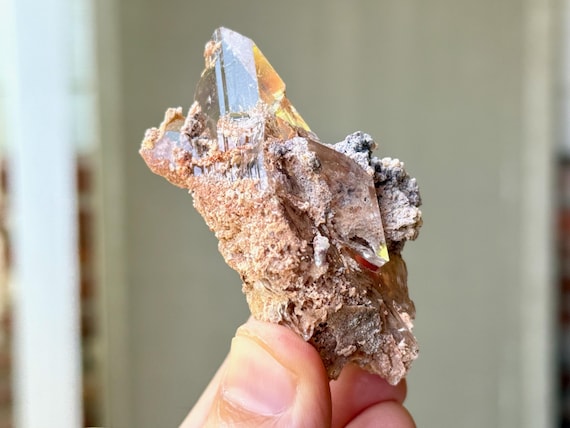 Bermejillo Selenite, 68g, Water Clear Selenite with Pink Matrix Stone, Purification and Energetic Cleansing, Durango, Mexico W931