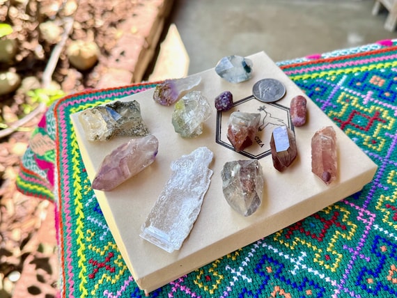 Quartz & Mineral Mixed Lot, 12 Pcs, Naica Selenite, Himalayan Quartz, Scarlet Temple Lemurian, Tanzanian Ruby and More WS250