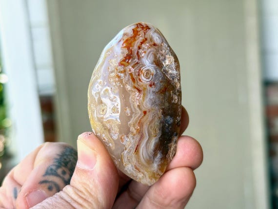 Enhydro Ocean Agate with Ancient Moving Water, 88g, Old Find, Earth and Water Elements, Stability and Self-Reliance, Brazil A436