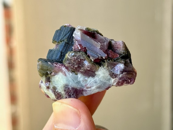 Bicolor Tourmaline & Albite, Green and Pink Watermelon Tourmaline, 48g, Unicorn Stone, Coronel Murta, Minas Gerais, Brazil A695