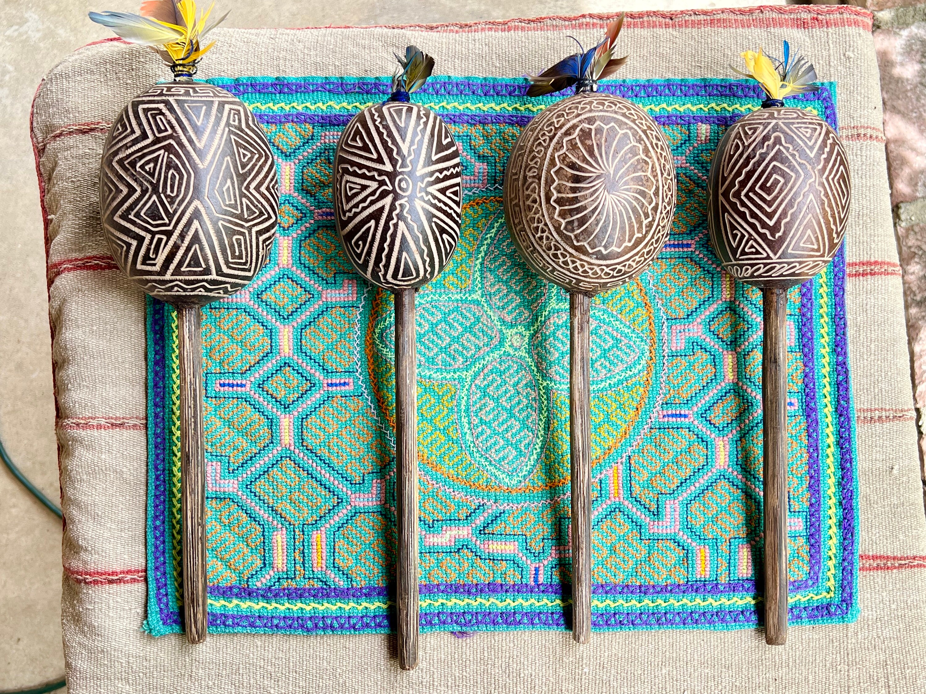 Peru Rattle Shaman Rattle, Traditional Shipibo Rattle for Shamanic Plant Medicine ...