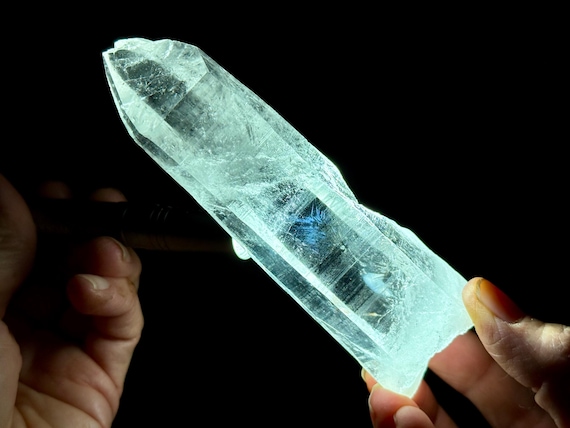 Blue Needle Lemurian Quartz, Water Clear & Self-Healed Termination, 167g, New Find, Bahia, Brazil T914