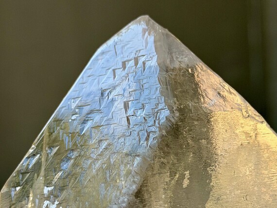 Trigonic Dissolution Quartz with Rainbow, Channeling Formation, 1.3 Kilo, New Find, Francisco Sa, Minas Gerais, Brazil V615