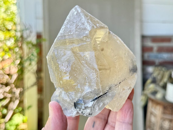 Superb Natural Citrine with Black Tourmaline Inclusions and Double Termination, 1.6 Pounds, New Find, Aracuai, Minas Gerais, Brazil W166