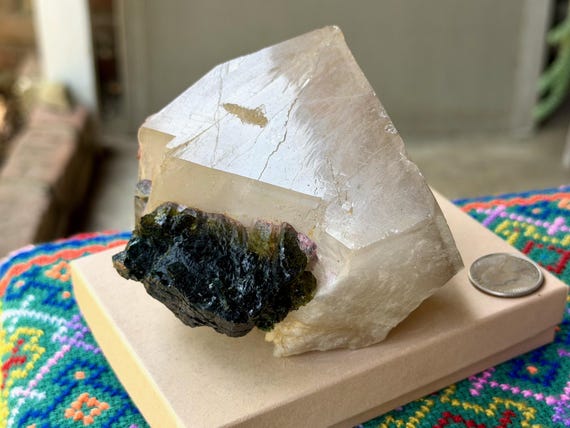 Citrine with Green Tourmaline, Custom Stand Included, 920g, Creativity & Manifestation, Coronel Murta, Minas Gerais, Brazil V575