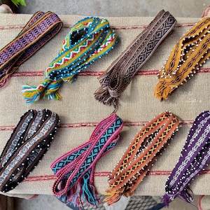 Watana Ties, Traditional Despacho Tie for Mesa, Large Size, Andean Beaded Bracelet/Hatband, Handmade in Chawaytiri, Peru
