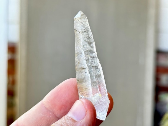 Diamantina Laser Quartz with Black Rutile Inclusions, 25g, New Find, Highest Quality Water Clear Quartz, Minas Gerais, Brazil R722