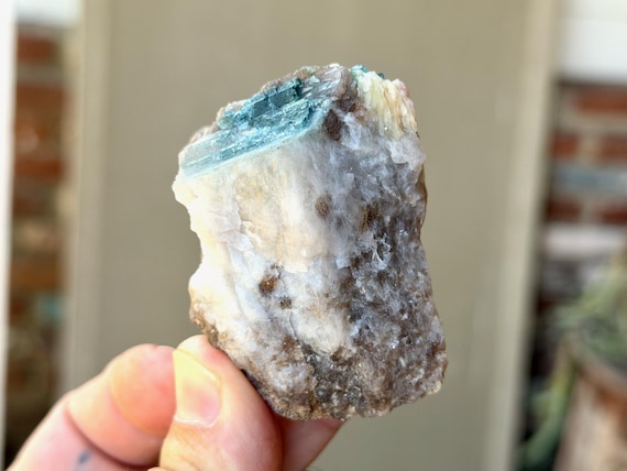 Unicorn Stone Quartz, Blue Tourmaline & Lepidolite, 126g, Coronel Murta, Minas Gerais, Brazil V703