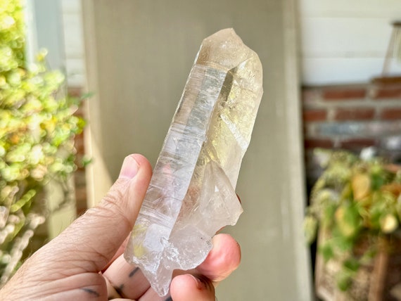 Coded Golden Healer Starbrary Quartz with Unique Etched Facets, Rare Find, Water Clear Quartz with Star Markings, Corinto, Brazil W232